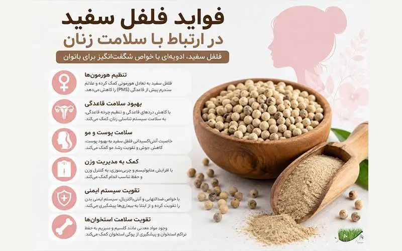 خواص فلفل سفید برای سلامت زنان / فروشگاه مزرعه وارش